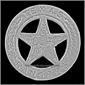 Texas Rangers Wild West Law Enforcement Badges. Copyright Milne Jewelry Company.