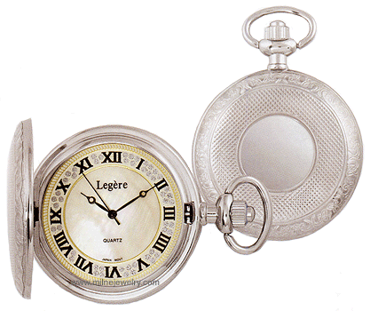 LGBPW-822R Lunar Vintage Design Mother-of-Pearl Dial Pocket Watch. Copyright Milne Jewelry.
