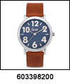 SP-603398200 Men's Large Numeral Leather Strap Blue Dial Watch. Copyright Speidel & Milne Jewelry.