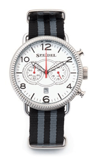SP-60800720 Speidel Chronograph Slip Through Grey & Black Nylon Strap Watch. Copyright Speidel & Milne Jewelry.