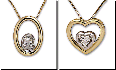 Two-Tone 14 Karat Gold Heart Shape Diamond Solitaire Pendant.