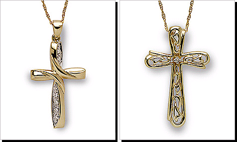 Contemporary Diamond Cross 14 Karat Gold Pendant.