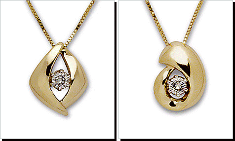 14 Karat Freeform Solitaire Diamond Pendant.